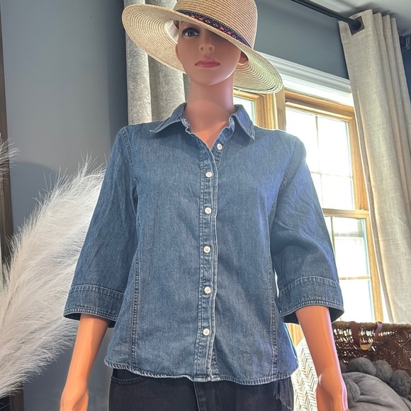 New York & Company Tops - New York & Company Blue Button Down Shirt Notched Collar